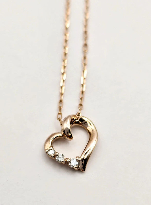 4℃ - 10ct. Rose Gold Heart Necklace with Diamonds