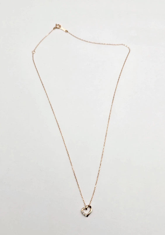 4℃ - 10ct. Rose Gold Heart Necklace with Diamonds