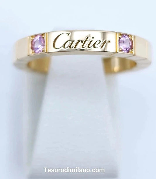 Cartier - 18ct. Rose Gold Lanières Ring with 2 Pink Sapphires - Size 50