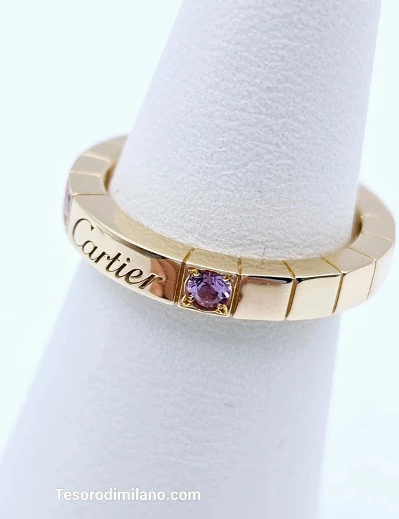 Cartier - 18ct. Rose Gold Lanières Ring with 2 Pink Sapphires - Size 50