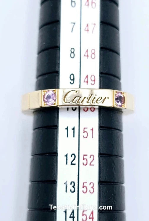 Cartier - 18ct. Rose Gold Lanières Ring with 2 Pink Sapphires - Size 50