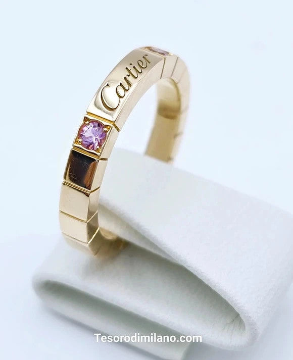 Cartier - 18ct. Rose Gold Lanières Ring with 2 Pink Sapphires - Size 50