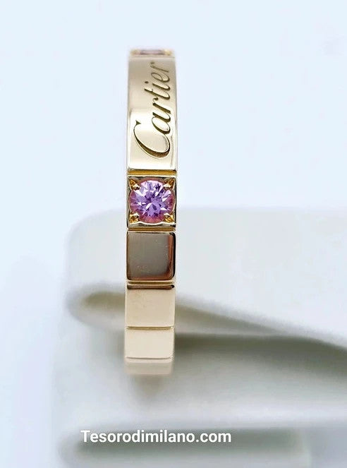 Cartier - 18ct. Rose Gold Lanières Ring with 2 Pink Sapphires - Size 50