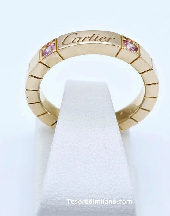 Cartier - 18ct. Rose Gold Lanières Ring with 2 Pink Sapphires - Size 50