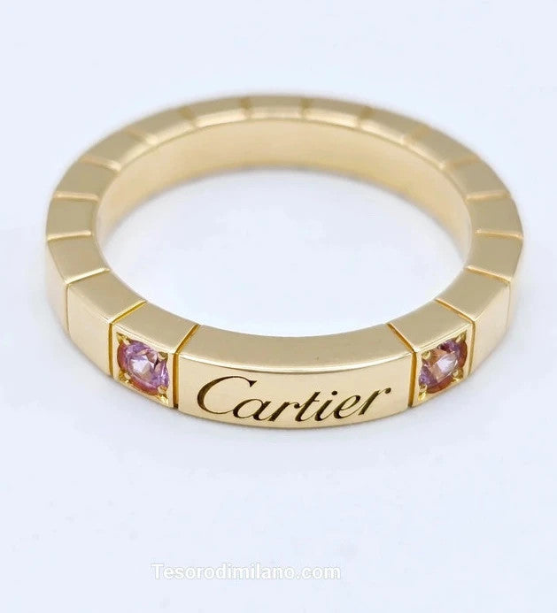 Cartier - 18ct. Rose Gold Lanières Ring with 2 Pink Sapphires - Size 50