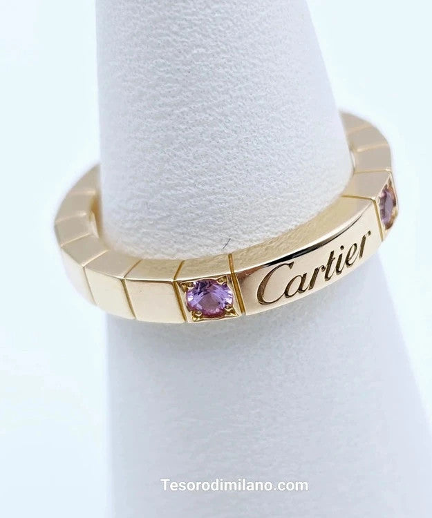 Cartier - 18ct. Rose Gold Lanières Ring with 2 Pink Sapphires - Size 50