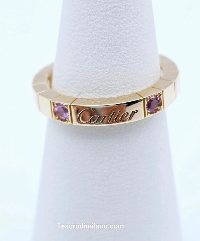 Cartier - 18ct. Rose Gold Lanières Ring with 2 Pink Sapphires - Size 50