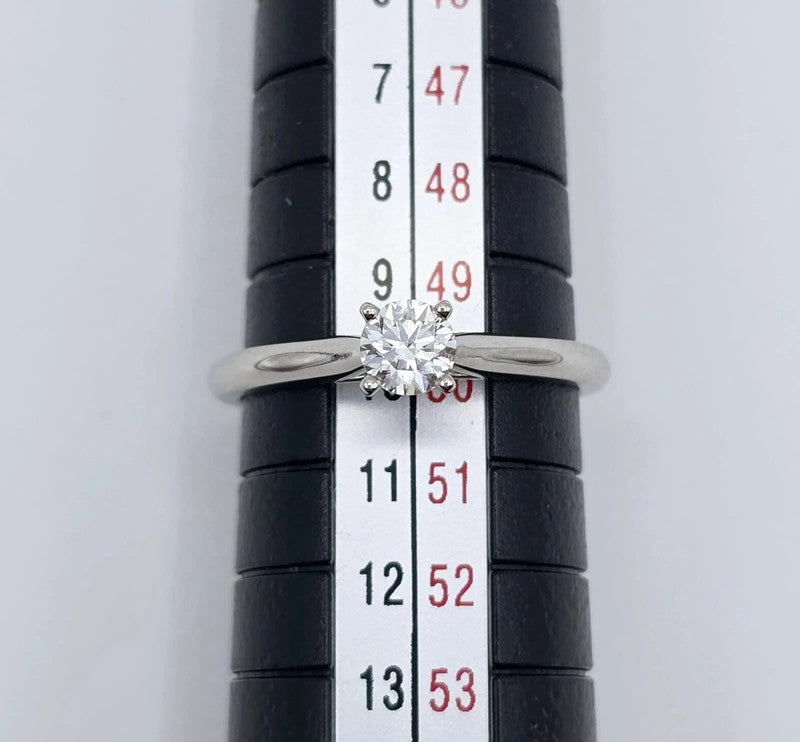 Cartier - Platinum Solitaire Ring with Diamond - Size 50