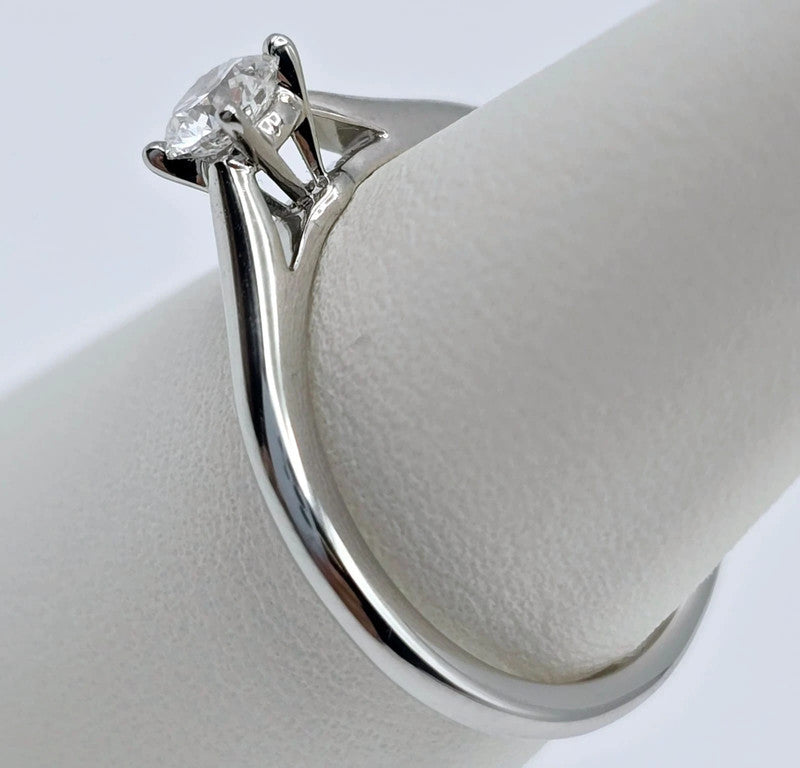 Cartier - Platinum Solitaire Ring with Diamond - Size 50