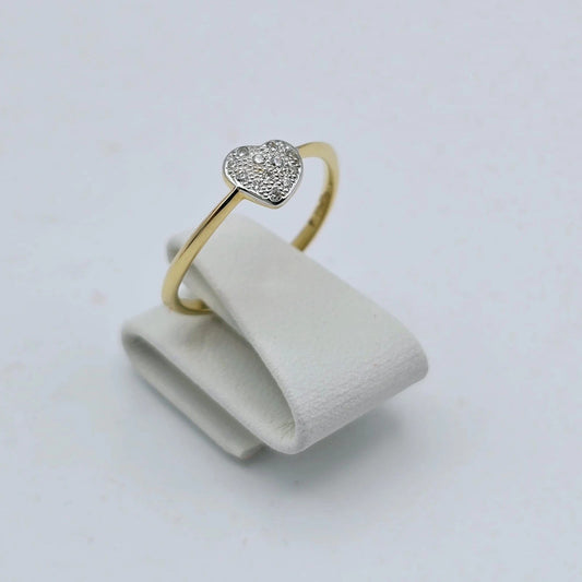 DoDo - 18ct. Golden Heart Ring wih Diamonds - Size 52