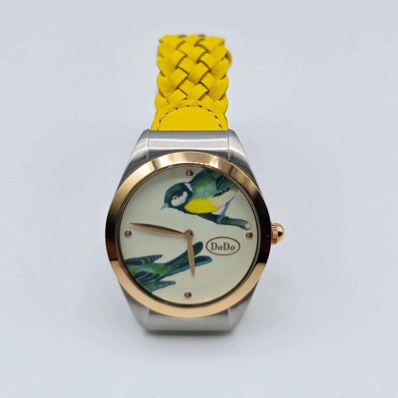 DoDo - Unisex Watch - Yellow Woven Leather Strap