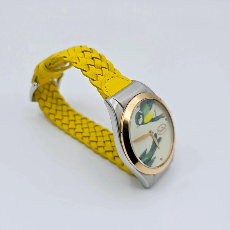 DoDo - Unisex Watch - Yellow Woven Leather Strap