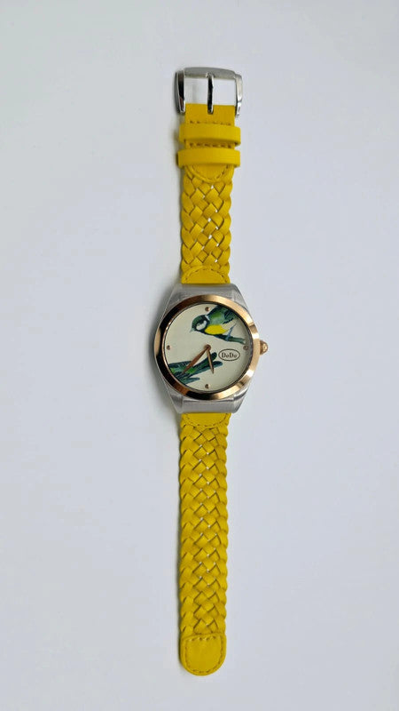 DoDo - Unisex Watch - Yellow Woven Leather Strap