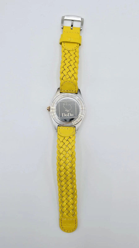 DoDo - Unisex Watch - Yellow Woven Leather Strap