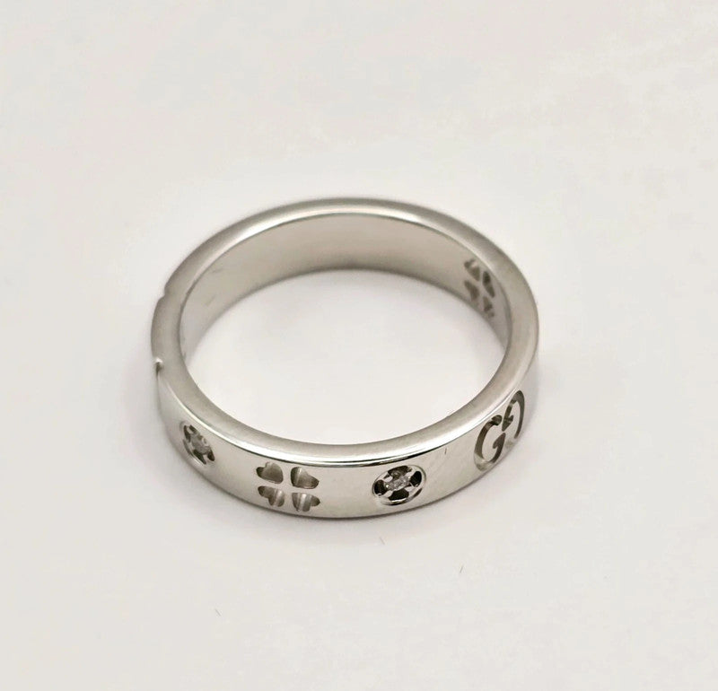 Gucci - Icon Ring 18ct. White Gold with Diamonds- Size 49