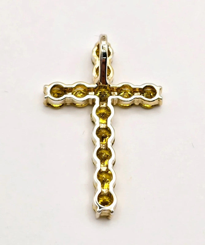 Tessoro Di Milano - 18ct. Gold Cross Pendant - Yellow Citrine