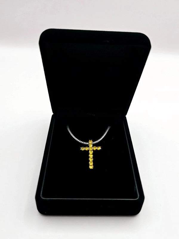 Tessoro Di Milano - 18ct. Gold Cross Pendant - Yellow Citrine