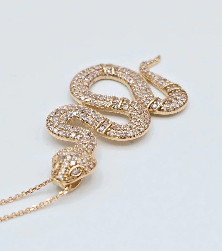 Tesoro Di Milano - 1.11ct. Pink Diamond Snake Pendant in 14 kt. Pink Gold