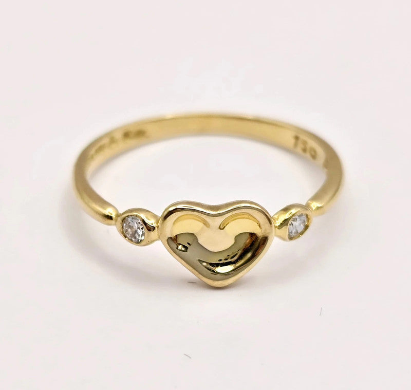 Tiffany & Co. - 18ct Gold Full Heart Ring with Diamonds - Size 52