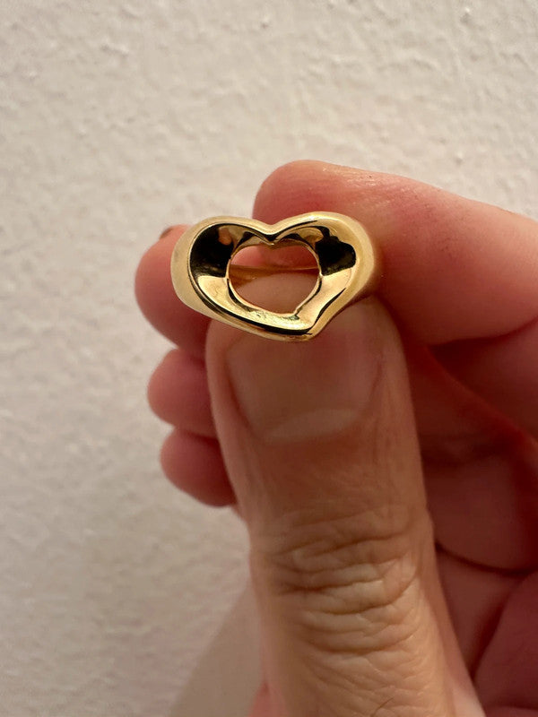 Tiffany & Co. - 18ct. Gold Open Heart Ring- Size 48