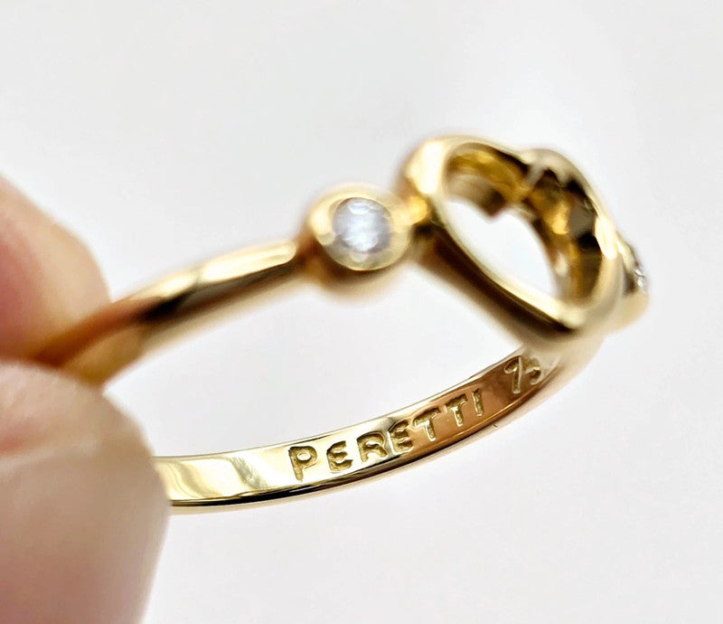 Tiffany & Co. - 18ct Yellow Gold Open Heart Ring with Diamond - Size 51