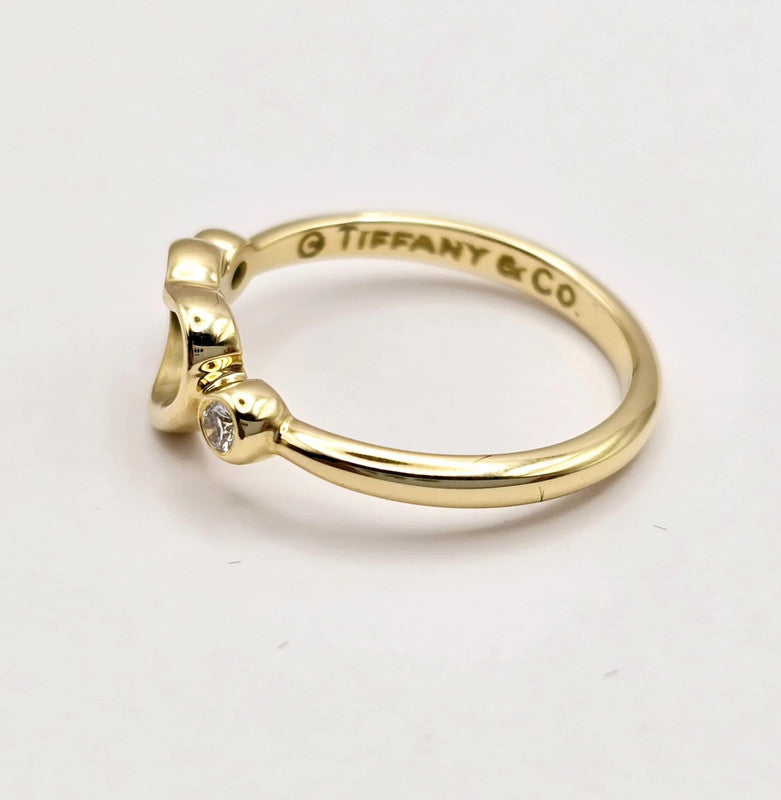 Tiffany & Co. - 18ct Yellow Gold Open Heart Ring with Diamond - Size 51