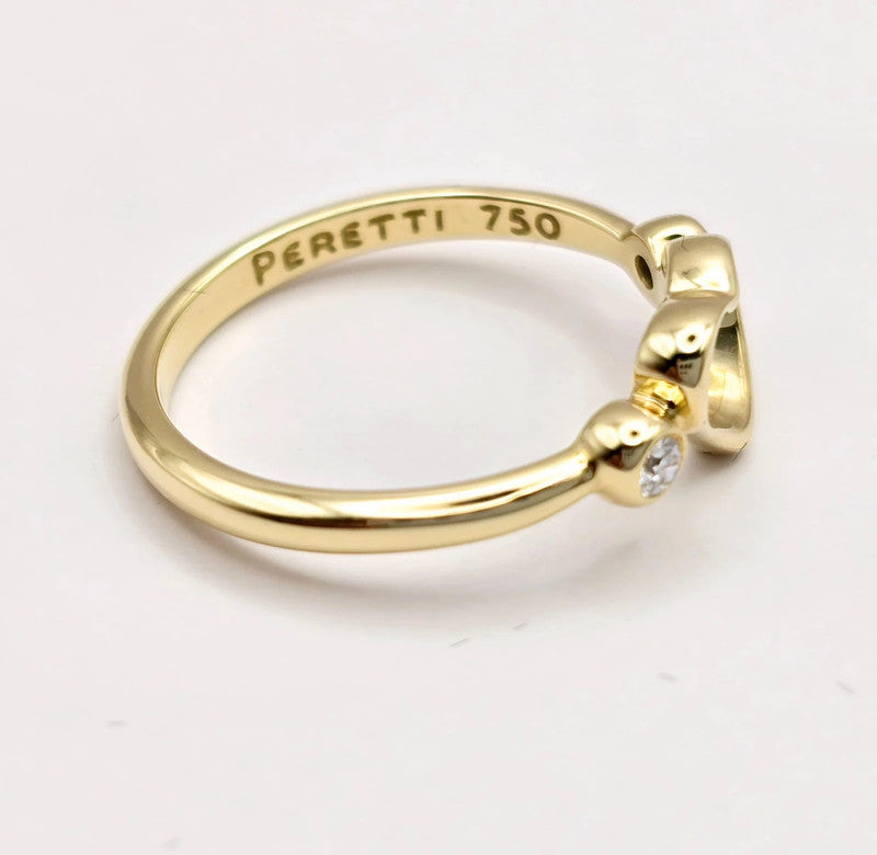 Tiffany & Co. - 18ct Yellow Gold Open Heart Ring with Diamond - Size 51