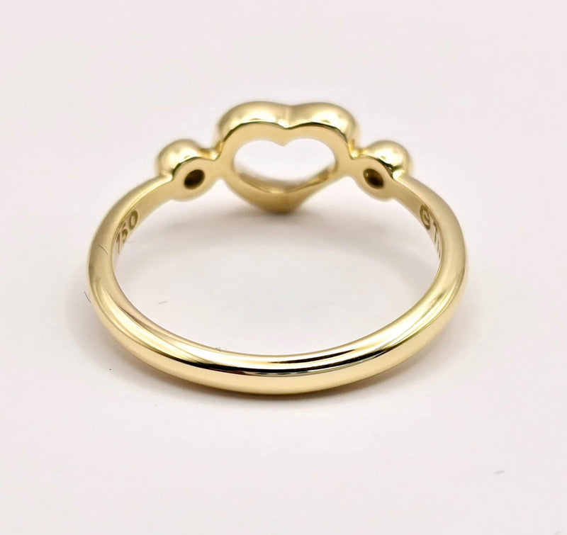 Tiffany & Co. - 18ct Yellow Gold Open Heart Ring with Diamond - Size 51