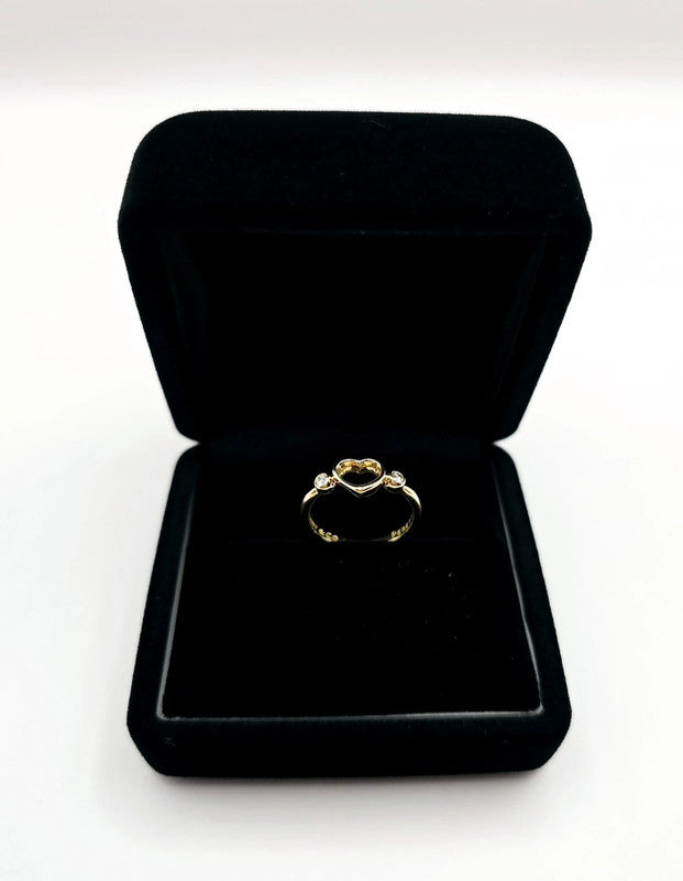 Tiffany & Co. - 18ct Yellow Gold Open Heart Ring with Diamond - Size 51