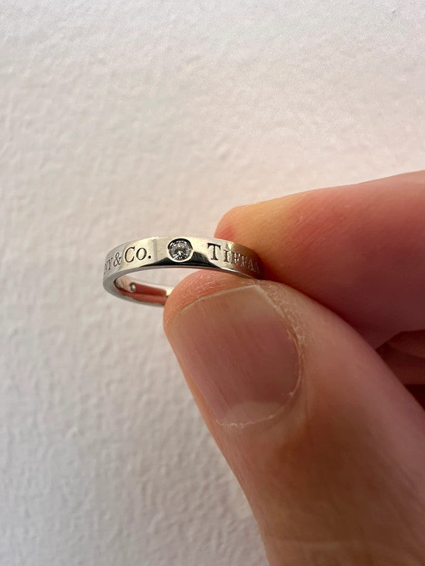 Tiffany & Co. - Platinum Band Ring with Diamonds - Size 46