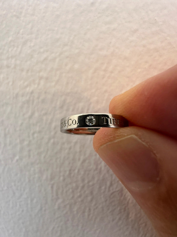 Tiffany & Co. - Platinum Band Ring with Diamonds - Size 46