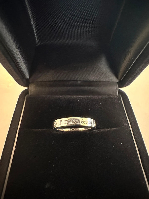 Tiffany & Co. - Platinum Band Ring with Diamonds - Size 46