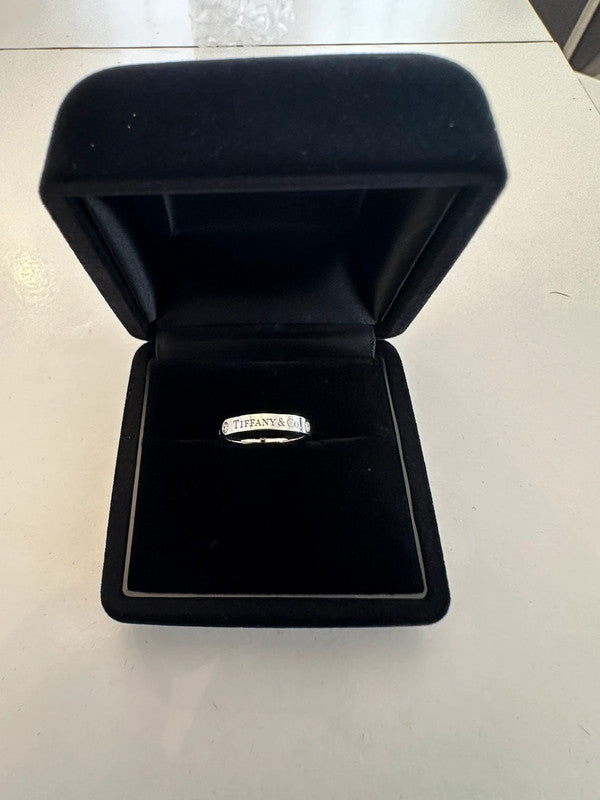 Tiffany & Co. - Platinum Band Ring with Diamonds - Size 46