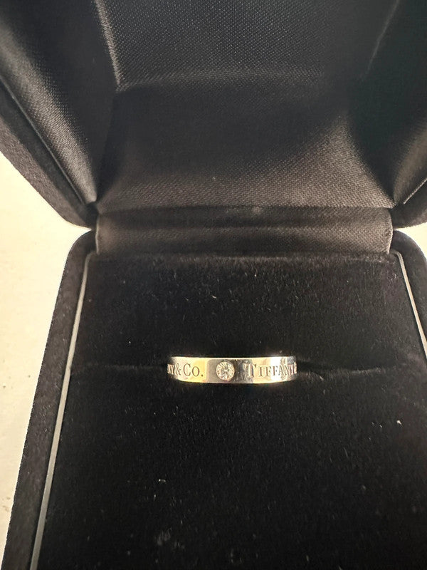 Tiffany & Co. - Platinum Band Ring with Diamonds - Size 46