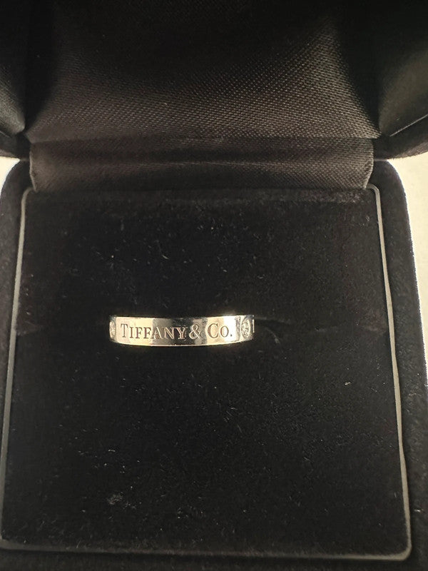 Tiffany & Co. - Platinum Band Ring with Diamonds - Size 46