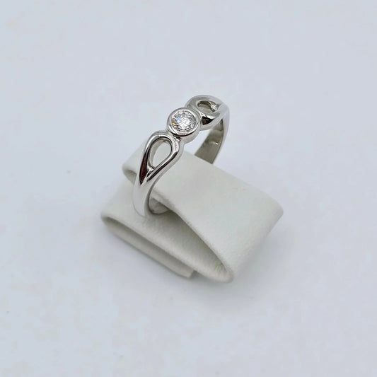 Tiffany & Co. - Platinum Teardrop Ring with Diamond - Size 51