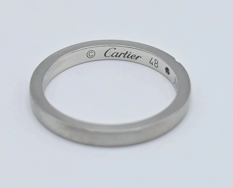 Cartier - Platinum Band Ring with Diamond - Size 48