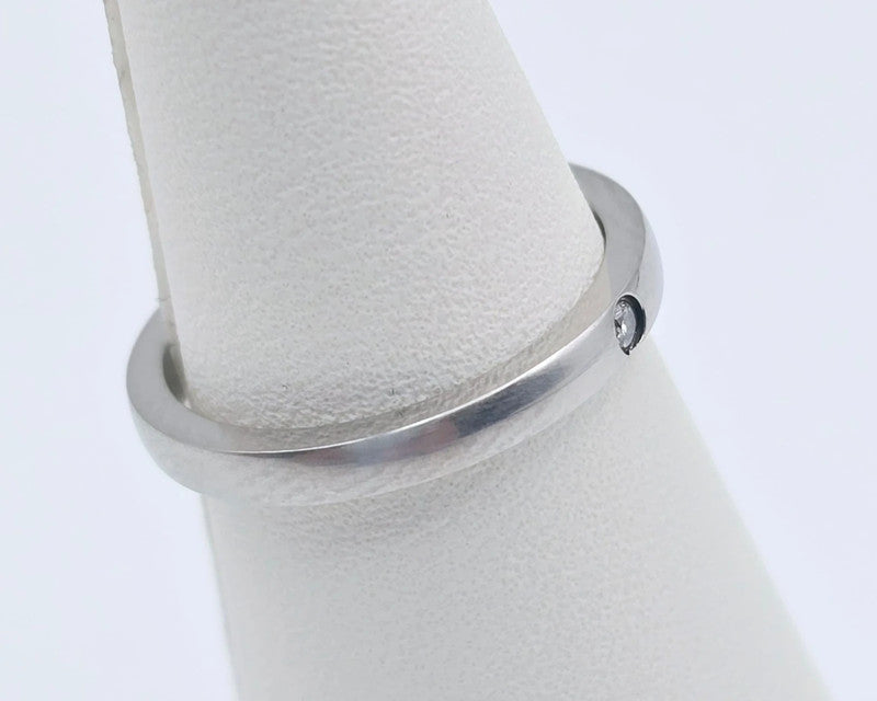 Cartier - Platinum Band Ring with Diamond - Size 48